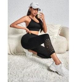 Leggings deportivos con abertura con bolsillo de móvil lateral de cintura ancha