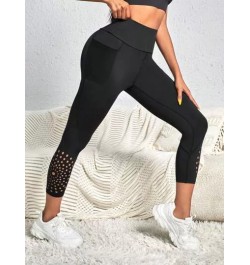 Leggings deportivos con abertura con bolsillo de móvil lateral de cintura ancha