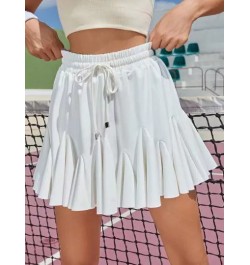 Leisure Skort deportivo unicolor de cintura con cordón bajo fruncido