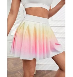 Skort deportivo con estampado de ombré de cintura ancha bajo amplio