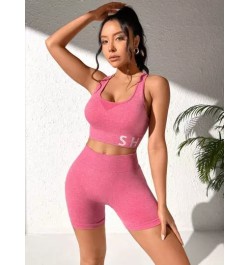 Conjunto deportivo con estampado de letra de espalda con tira cruzada