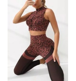 Conjunto deportivo con estampado de leopardo con cremallera