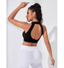 Sujetador deportivo con abertura delantera crop de cuello halter