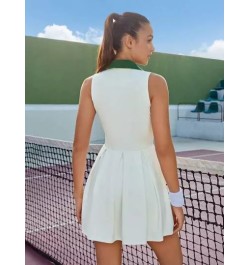 Leisure Vestido deportivo con estampado de raqueta de tenis de cuello en contraste fruncido