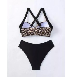 Bañador bikini con estampado de leopardo de espalda con tira cruzada