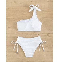 Bañador bikini liso de un hombro con cordón lateral