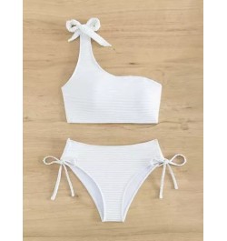 Bañador bikini liso de un hombro con cordón lateral