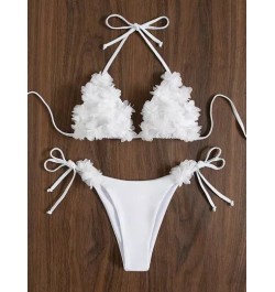 Bañador bikini aplique halter triángulo con cordón lateral