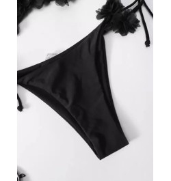 Bañador bikini aplique halter triángulo con cordón lateral