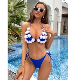 Bañador bikini aplique halter triángulo con cordón lateral