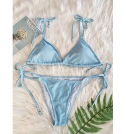 Bañador bikini unicolor triángulo con cordón lateral