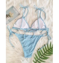 Bañador bikini unicolor triángulo con cordón lateral