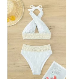 Bañador bikini halter con encaje en contraste