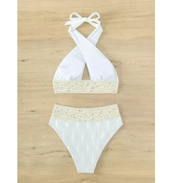 Bañador bikini halter con encaje en contraste