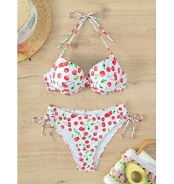 Bañador bikini push up con estampado de cereza