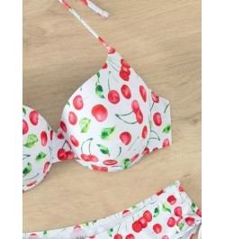 Bañador bikini push up con estampado de cereza