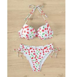 Bañador bikini push up con estampado de cereza