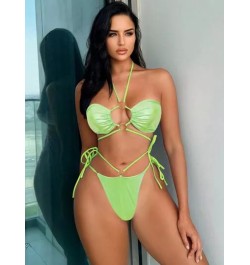 Bañador bikini vinculado con aro halter con cordón lateral