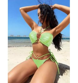 Bañador bikini vinculado con aro halter con cordón lateral