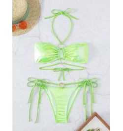 Bañador bikini vinculado con aro halter con cordón lateral