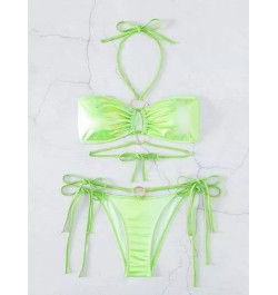 Bañador bikini vinculado con aro halter con cordón lateral