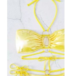 Bañador bikini vinculado con aro halter con cordón lateral