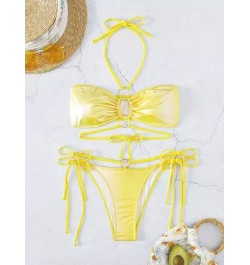 Bañador bikini vinculado con aro halter con cordón lateral