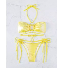 Bañador bikini vinculado con aro halter con cordón lateral