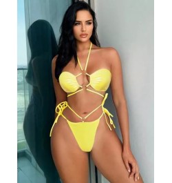 Bañador bikini vinculado con aro halter con cordón lateral