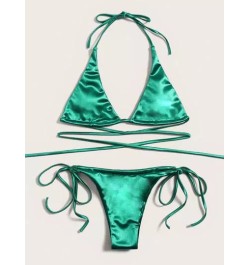 Bañador bikini con tira cruzada halter con cordón lateral