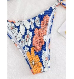 Bañador bikini con estampado floral Smocked triángulo con cordón lateral