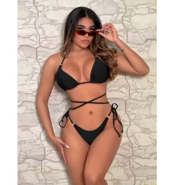 Bañador bikini triángulo halter liso con falda de playa