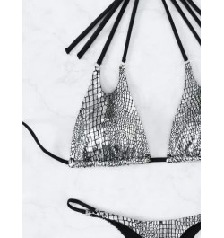 Bañador bikini triángulo halter con estampado de cocodrilo