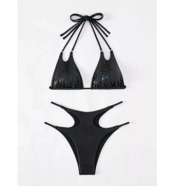 Bañador bikini triángulo halter con estampado de cocodrilo