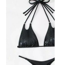 Bañador bikini triángulo halter con estampado de cocodrilo