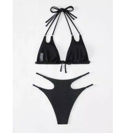 Bañador bikini triángulo halter con estampado de cocodrilo