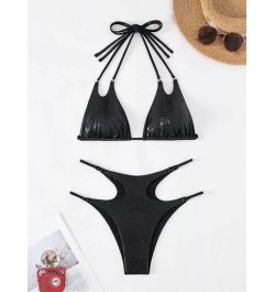 Bañador bikini triángulo halter con estampado de cocodrilo