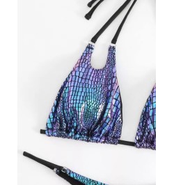 Bañador bikini triángulo halter con estampado de cocodrilo