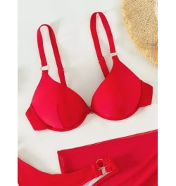 Bañador bikini push up unicolor con falda de playa