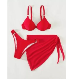 Bañador bikini push up unicolor con falda de playa