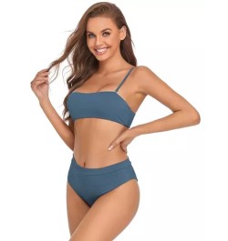 Bañador bikini unicolor de canalé