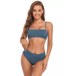 Bañador bikini unicolor de canalé