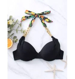 Top bikini vinculado con cadena halter push up