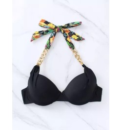 Top bikini vinculado con cadena halter push up