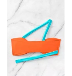 Top bikini de color combinado de un hombro