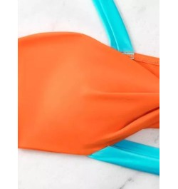 Top bikini de color combinado de un hombro