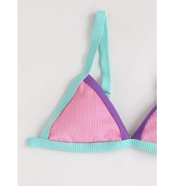 Top bikini de color combinado de canalé