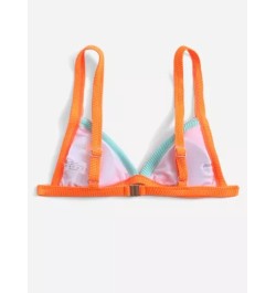 Top bikini de color combinado de canalé