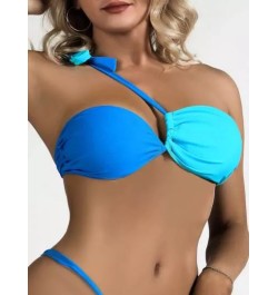 Top bikini de color combinado de un hombro