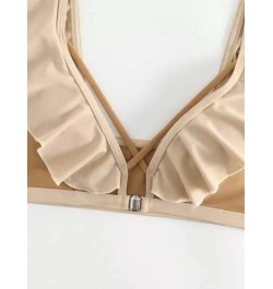 Top bikini de dos tonos ribete con fruncido